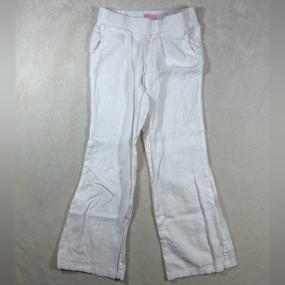 Lilly Pulitzer XS White 100% Linen Casual Coverup Beach Vacation Preppy Pants